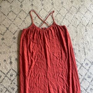 Loft Maxi Dress Burnt Rust Orange Spaghetti Straps Large